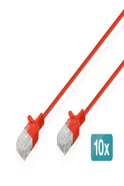 DIGITUS CAT 6 U-UTP Slim patch cable, 1 m, red, 10 pieces - DK-1618-010S-R-10
