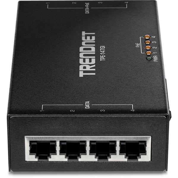 TRENDnet 65W 4-PORT GIGABIT POE+ INJECTOR - TPE-147GI