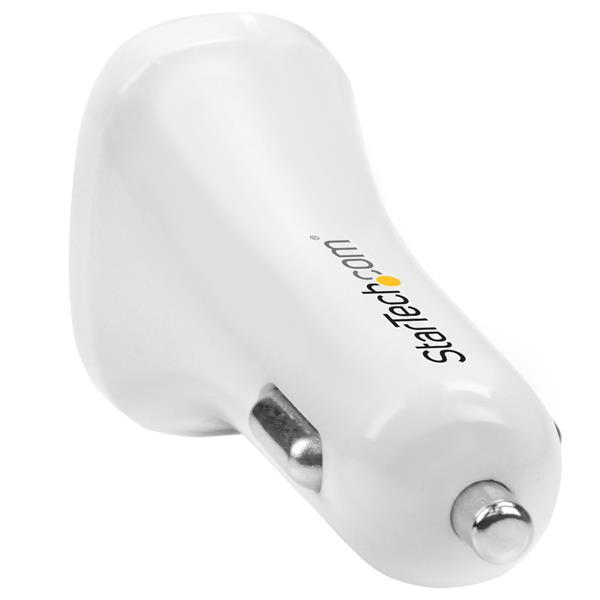 StarTech Dual-Port USB Car Charger - 24W/4.8A - White - Auto - Cigar lighter - 5 V - White - USB2PCARWHS