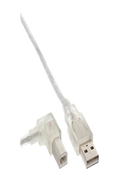 Câble USB 2.0 InLine coudé à gauche Type A mâle / B mâle transparent 0,5 m