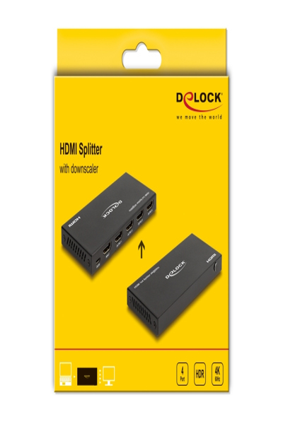 Delock HDMI-splitter 1 x HDMI-ingång till 4 x HDMI-utgång 4K 60 Hz - 18652