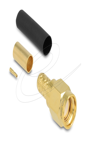 Delock RP-SMA plug for crimping LMR200 with matching heat shrink tubing - 91789