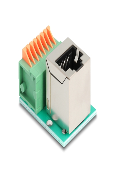 Delock Nätverksadapter - RJ-45 (F) vinklad till 8-polig kopplingsplint - 90653