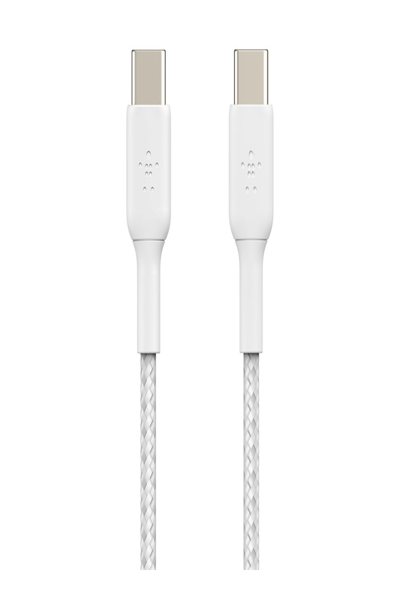 Belkin USB-C till flätad PVC-kabel 1m tvåpack - Digital anslutning - CAB004BT1MWH2PK