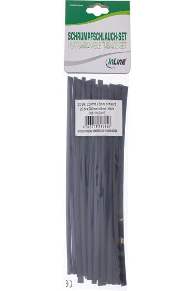Gaines thermorétractables en ligne 200 mm - 6 mm > 3 mm - 20 pièces.