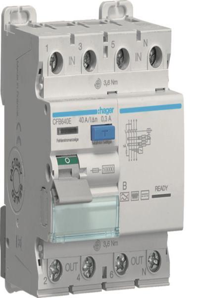 Disjoncteur différentiel Hager CFB640E 4 pôles 40 A