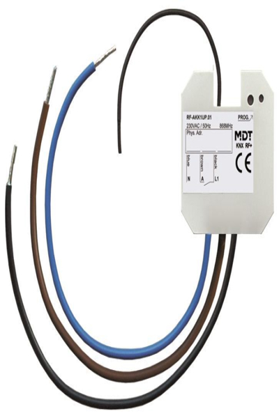 Actionneur de commutation radio MDT KNX RF+ 1 voie UP 10A230VAC RF-AKK1UP.01