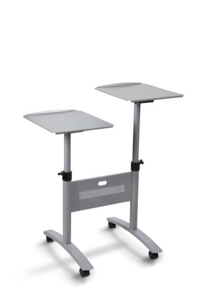 Nobo Multimedia Projection Trolley - Twin Platform. Product type: Trolley, Brand compatibility: Any brand, Product colour: Grey. Maximum weight capacity: 10 kg, Package width: 725 mm, Package depth: 940 mm. Dimensions (WxDxH): 380 x 430 x 810 mm. Quantity per pack: 1 pc(s) - 1900791
