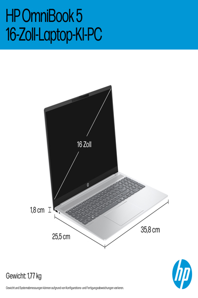HP OMNIBOOK 5 LAPTOPAI 16-AF1154NG CORE ULTRA 5 NOTEBOOK - BZ8A1EA#ABD