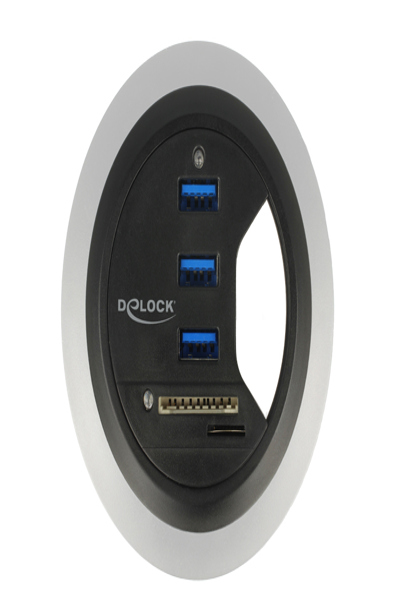 Delock In-Desk Hub 3 Port USB 3.0 + 2 Slot SD Card Reader - 62869