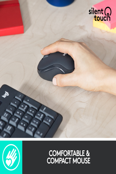 Logitech MK295 Silent Wireless Combo - Full-size (100%) - Wireless - RF Wireless - AZERTY - Graphite - Mouse included - 920-009803