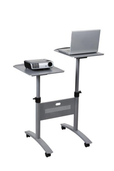 Nobo Multimedia Projection Trolley - Twin Platform. Product type: Trolley, Brand compatibility: Any brand, Product colour: Grey. Maximum weight capacity: 10 kg, Package width: 725 mm, Package depth: 940 mm. Dimensions (WxDxH): 380 x 430 x 810 mm. Quantity per pack: 1 pc(s) - 1900791