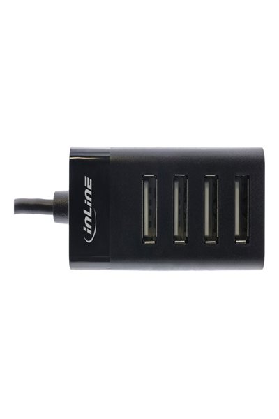 Hub USB 2.0 4 ports InLine - Type-A mâle vers 4x Type-A femelle - noir - 30 cm - fin