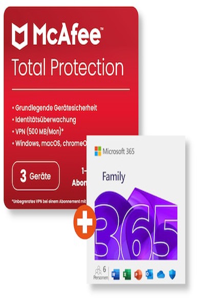 Microsoft 365 Famille 15 mois McAfee Total Protection