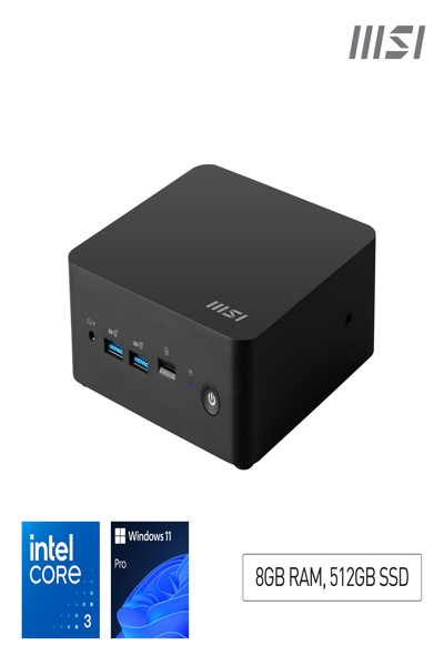 MSI Cubi NUC 1M Intel Core i3 100U Desktop 8GB RAM 512GB SSD Mini PC Win - CUBI NUC 1M I3 100U FS 8GB 512GB W11P