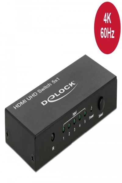 Delock HDMI UHD-switch 5 x HDMI-ingång > 1 x HDMI-utgång 4K - 18685