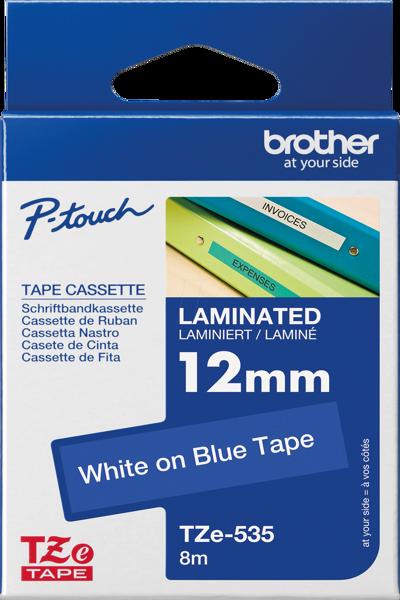 Brother TZe-535 Blanc sur Bleu