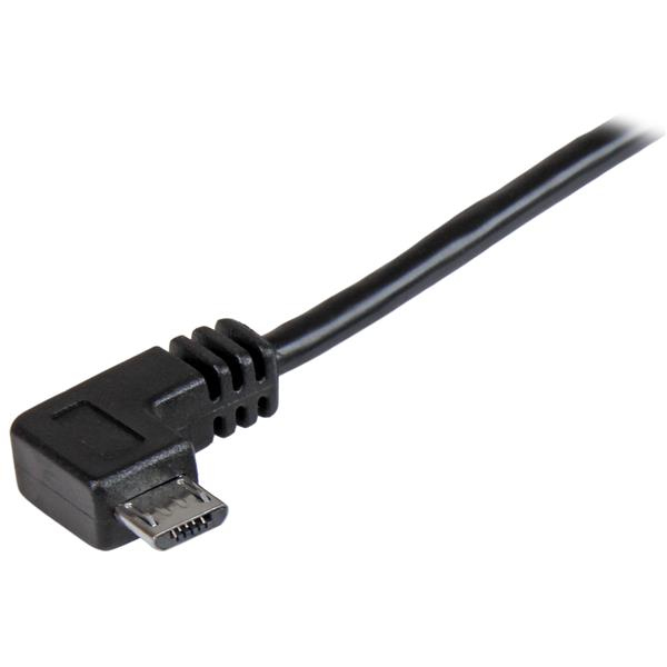 StarTech Micro-USB Charge-and-Sync Cable M/M - Right-Angle Micro-USB - 24 AWG - 0.5 m - 0.5 m - USB A - Micro-USB A - USB 2.0 - Male/Male - Black - USBAUB50CMRA