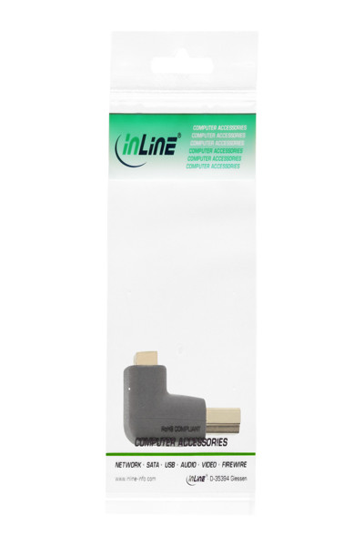 Adaptateur HDMI InLine - mâle/femelle - coudé vers le haut - contacts dorés - 4K2K