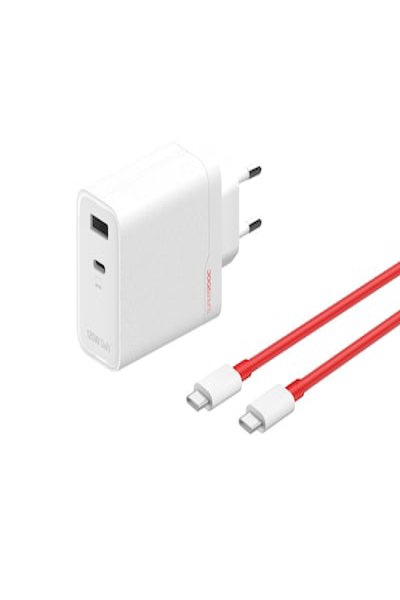 OnePlus 120W Dual Ports SuperVooc Adapter+ Cable Type-C+ Type-A - White