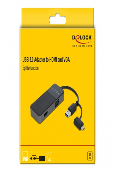 Delock adapter USB 3.0 to 4K HDMI + VGA - 64085