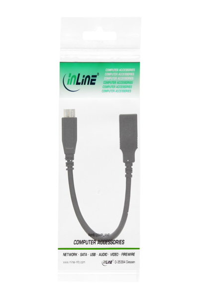 Câble adaptateur InLine Micro USB 3.0 OTG Micro B mâle vers USB Type A femelle 0,15 m