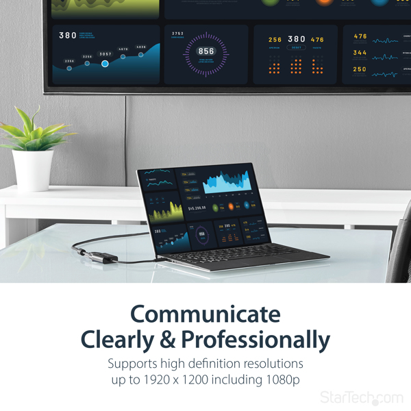 USB-C to VGA Adapter - Black - 1080p - Video Converter For Your MacBook Pro - USB C to VGA Display Dongle (CDP2VGA) USB / VGA adapter 18m - CDP2VGA