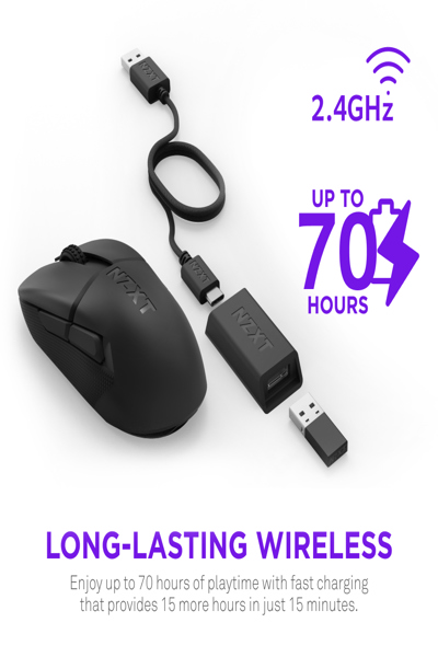 NZXT Lift Elite Wireless Gaming Maus Schwarz - Mouse - 26,000 dpi - MS-101NB-01