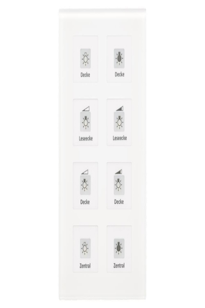 Bouton en verre MDT Plus 8 voies blanc avec capteur de température BE-GTT8W.01