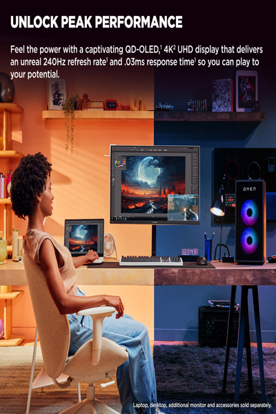 HP OMEN Transcend 32 UHD OLED Gaming Monitor: 32-inch 4K OLED gaming monitor. - 9R181AA#ABB