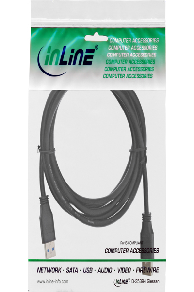 Câble USB 3.2 Gen.1 InLine Type A mâle / A mâle - noir - 0,5 m