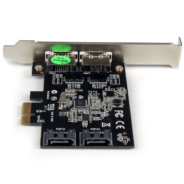2 Port PCI Express SATA 6 Gbps eSATA Controller Card - Dual Port PCIe SATA III Card - 2 Int/2 Ext - SATA III 6Gbps (PEXESAT322I) Lagring control - PEXESAT322I