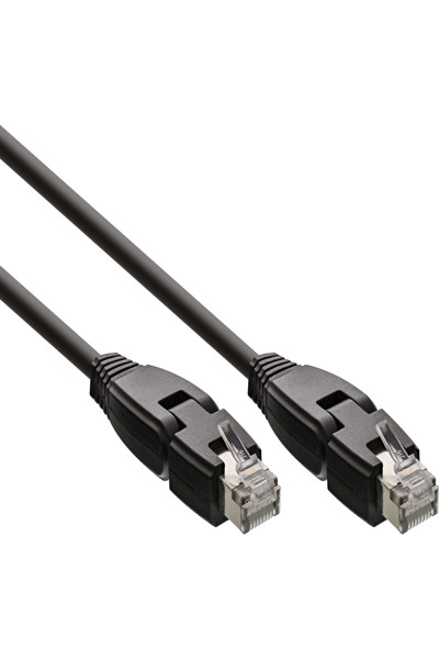 Câble patch 180° InLine S/FTP PiMF Cat.6A 500 MHz sans halogène Cuivre noir 1 m