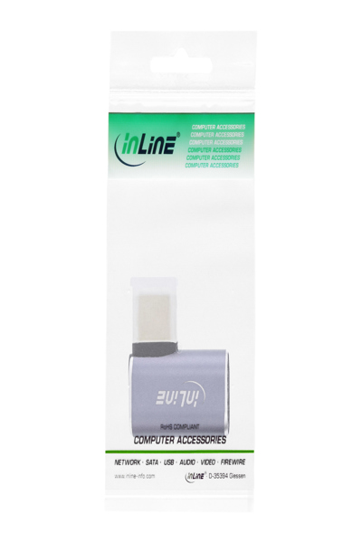 Adaptateur USB-C coudé InLine USB4 en aluminium gris