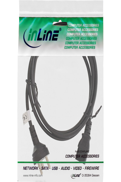 Câble d'alimentation InLine Danemark Type K mâle / IEC C13 mâle 3 broches - 1,8 m