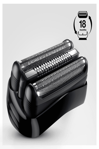 Braun Series 3 21B Electric Shaver Head Replacement Cassette Ã¢â‚¬â€œ Black - Black - Plastic - Metal - Germany - geschikt voor de scheerapparaten 300s - 301s - 310s - 22 mm - 80 mm - 163626