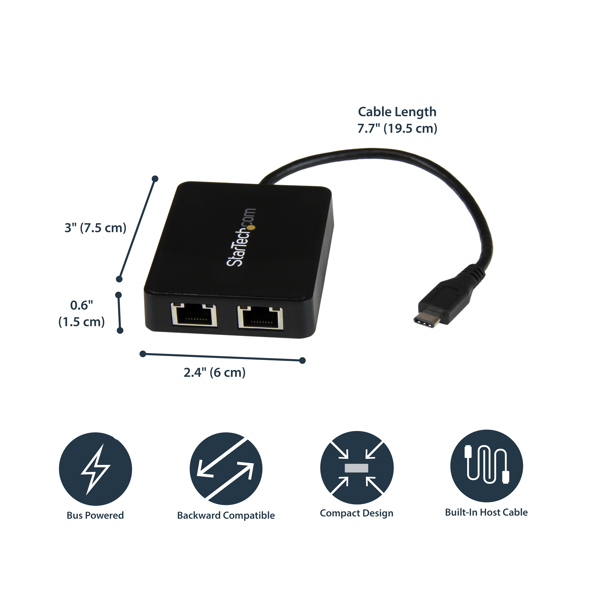 StarTech Dual Gigabit USB-C Adapter - US1GC301AU2R