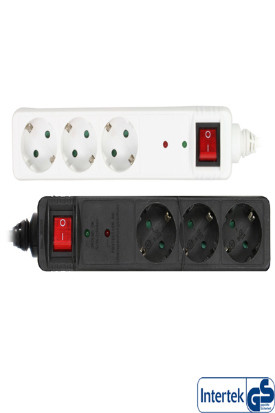 Bloc multiprises InLine CEE 7/3 - 3 prises - protection contre les surtensions - interrupteur - blanc