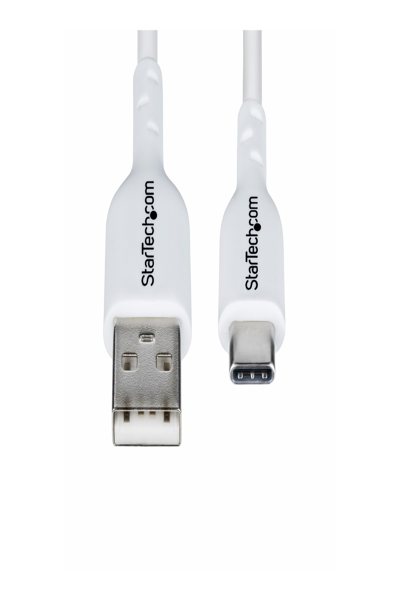 StarTech.com 2m vit USB-A till USB-C laddningskabel - USB2AC2MNCWHE