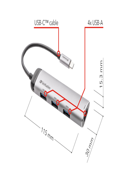 Verbatim Hub - 4 x USB 3.2 Gen 1 - 49147