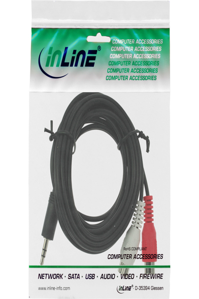 Câble audio en ligne 2x RCA femelle / 3,5 mm stéréo mâle 0,2 m