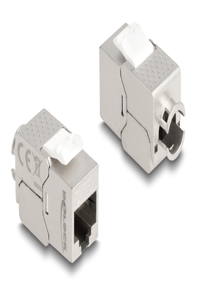 Delock Keystone-modul RJ45-hane till LSA Cat.6A Slim verktygslös, RJ45, Silver, Vit, Hane, Rak, Zink, Cat6a - 87891