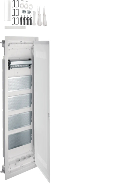 Armoire murale creuse Hager Multimedia Volta 5 rangées avec porte en plastique fendue