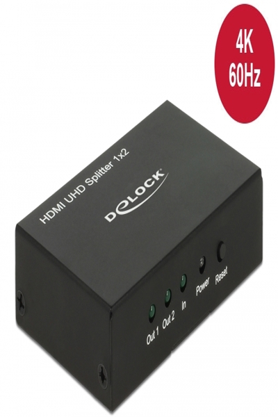 Delock HDMI UHD-splitter 1 x HDMI-ingång > 2 x HDMI-utgång 4K - 18682