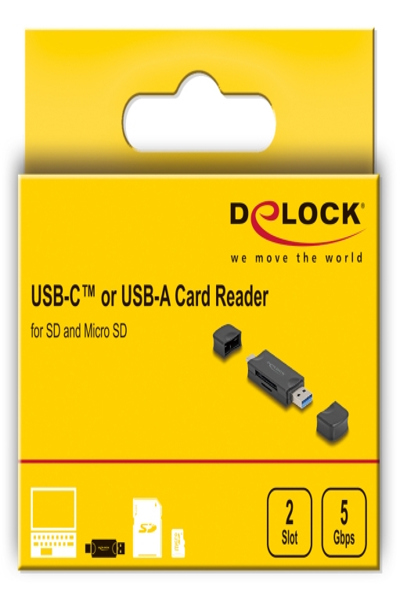 Delock Card USB 5 Gbps Type-C Type-A SD Micro Card-Reader - 91020