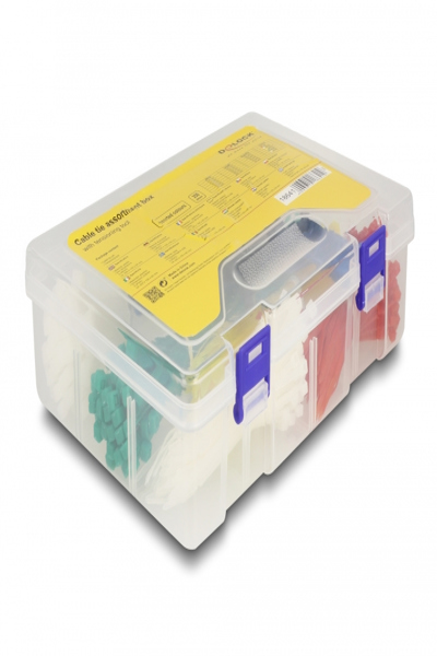 Delock Cable tie assortment box with tensioning tool 350 pieces assorted colours - Hook & loop cable tie - Plastic - Multicolour - 225 mm - 155 mm - 60 mm - 18641