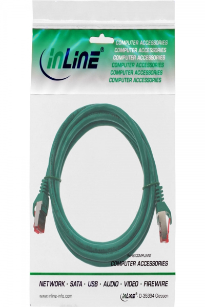 Câble de raccordement en ligne S/FTP PiMF Cat.6 250 MHz PVC CCA vert 0,5 m