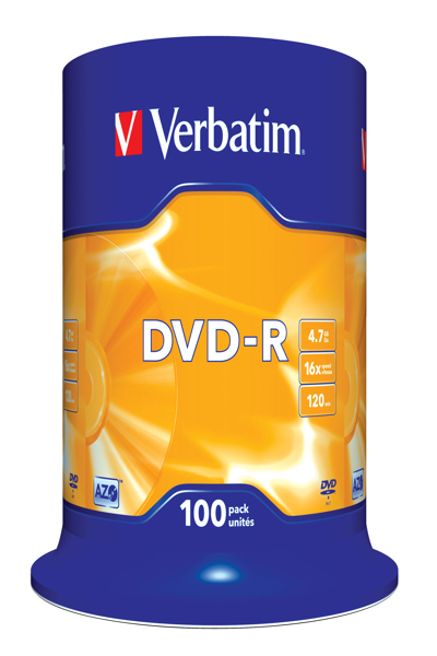 Verbatim 100 x DVD-R - 4.7 GB 16x - 43549#PK1