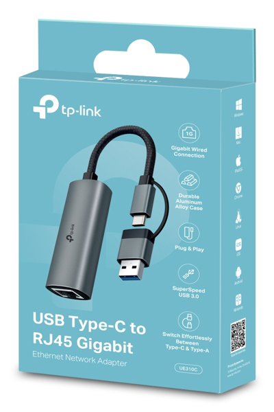 TP-LINK UE310C V1 - Network Adapter - SuperSpeed USB 3.0 USB-C 3.0 - Gigabit - Adapter - Digital - UE310C