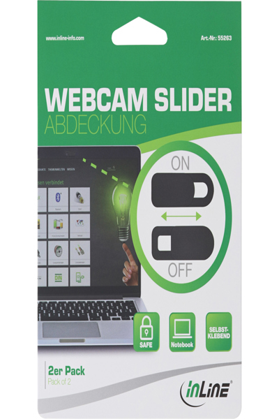 Cache-webcam coulissant InLine noir, lot de 2